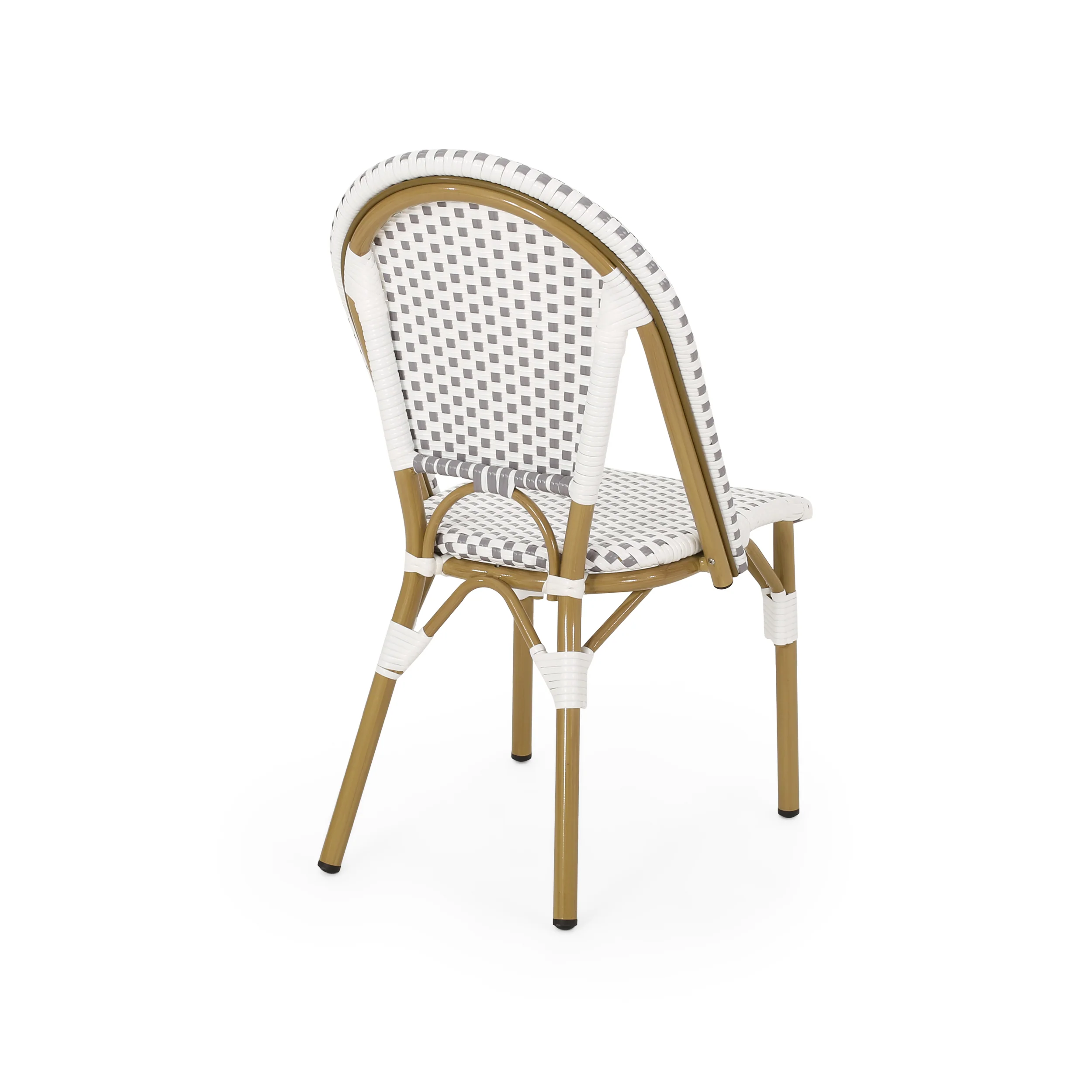 French Bistro Outdoor Dining Chairs, Set of 2 Gray & White - Image 7