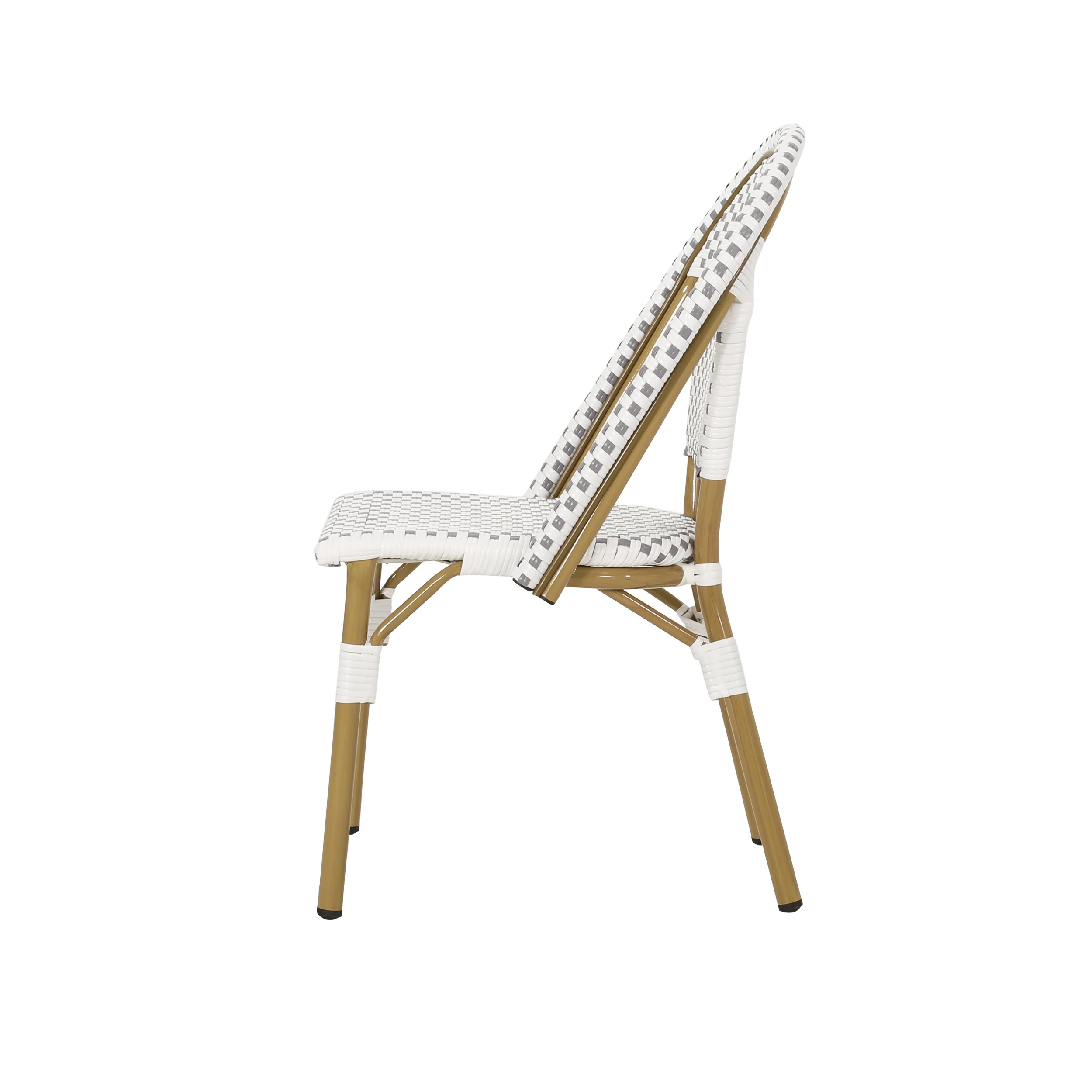 French Bistro Outdoor Dining Chairs, Set of 2 Gray & White - Image 8