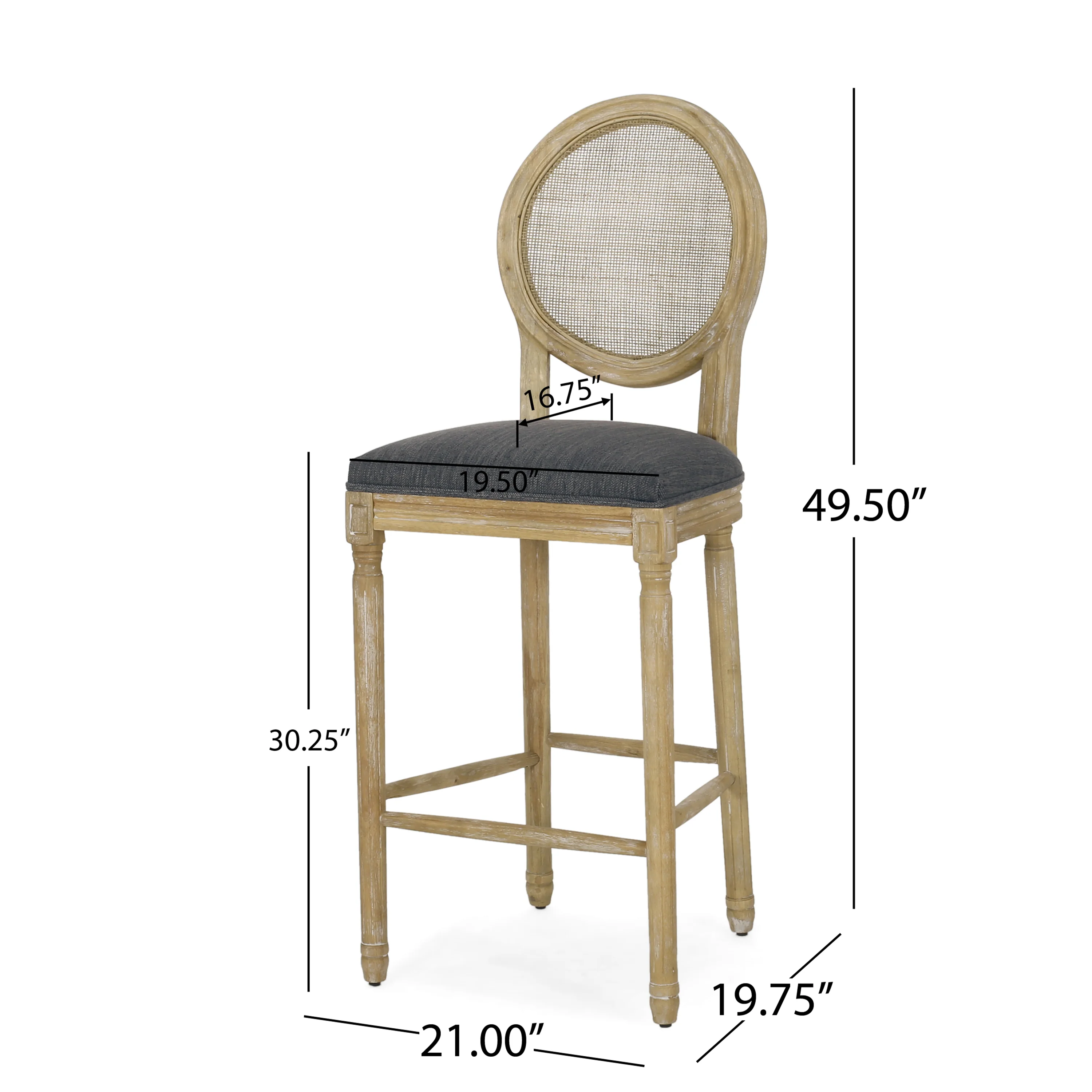 French Country Cane Bar Stool, Set of 2 - Image 4