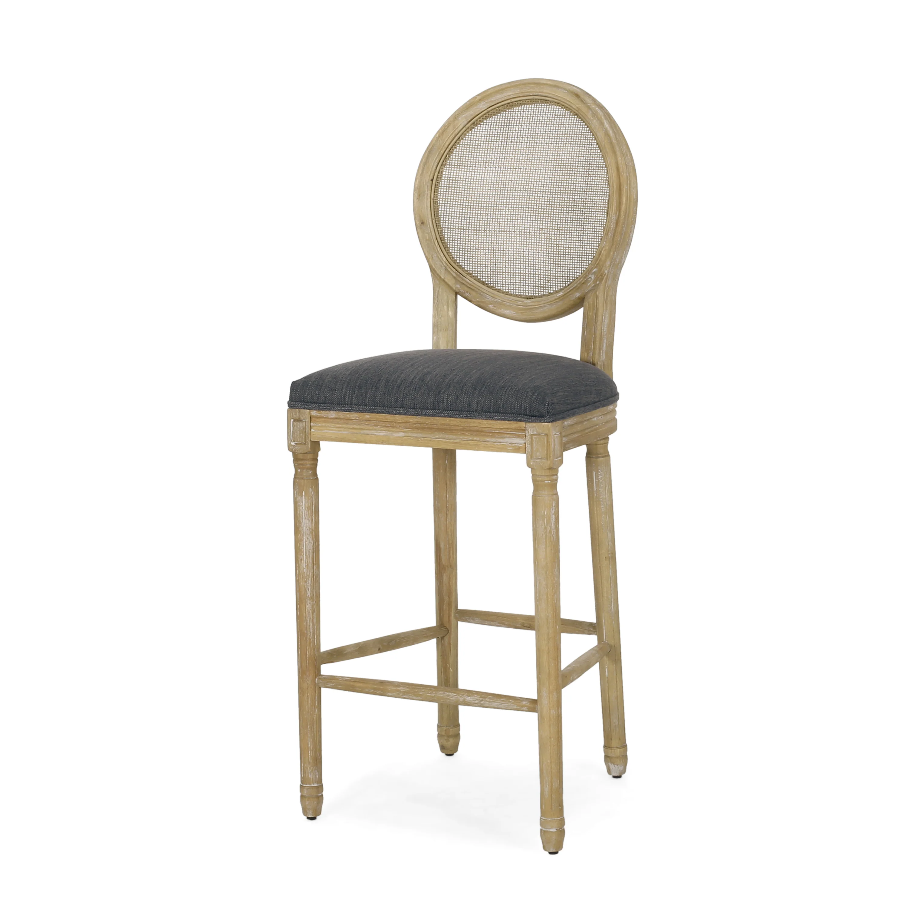 French Country Cane Bar Stool, Set of 2 - Image 6