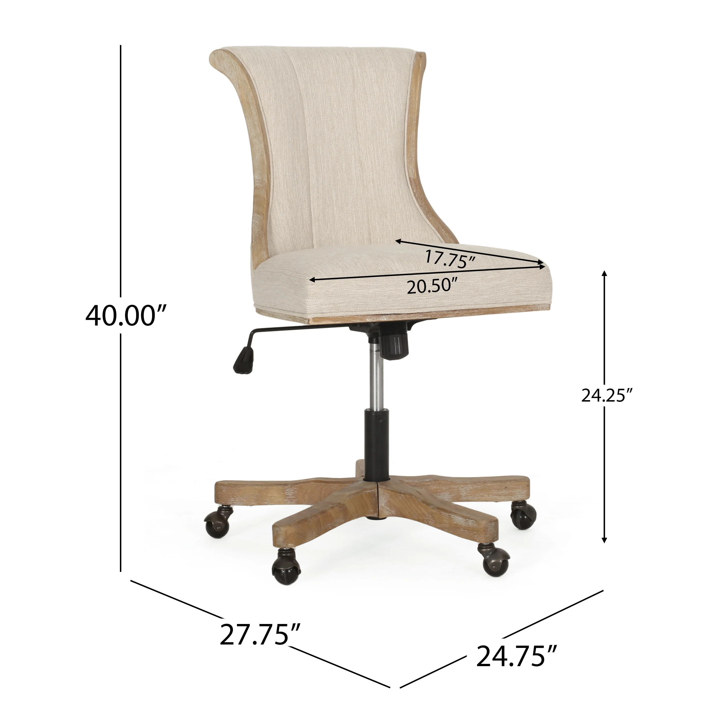 French Country Fan Back Swivel & Lift Office Chair - Image 6