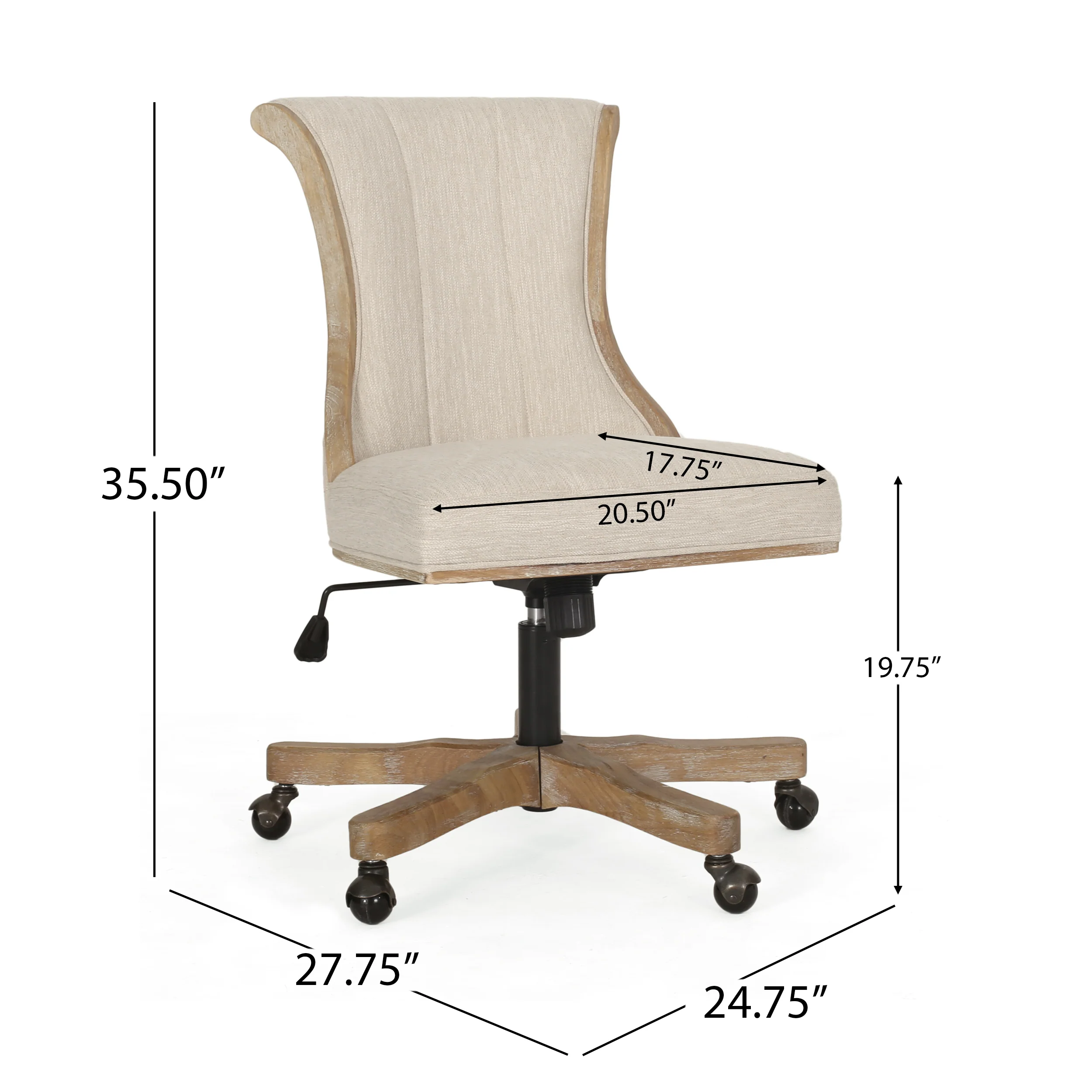 French Country Fan Back Swivel & Lift Office Chair - Image 7