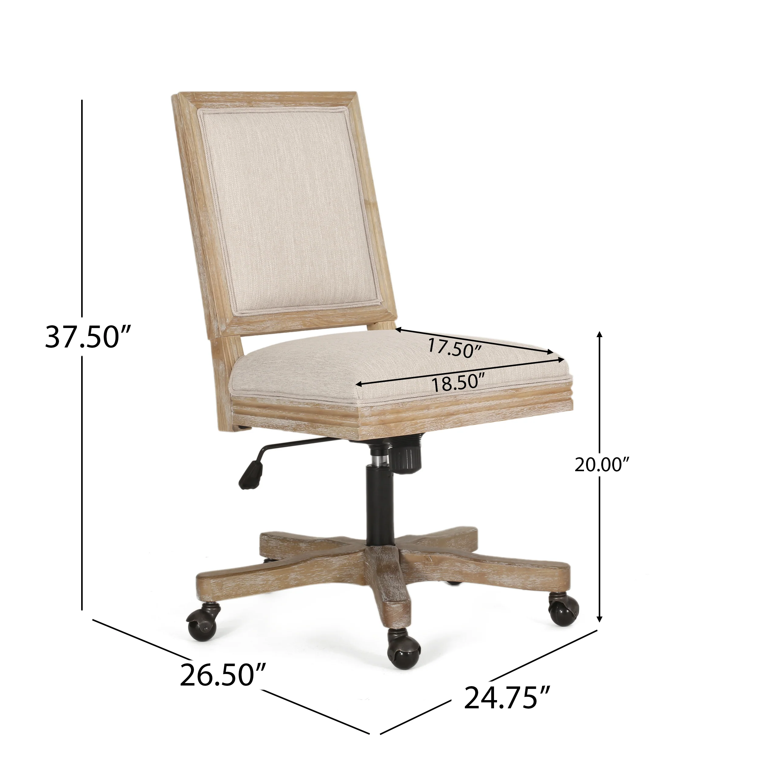French Country Square Back Swivel & Lift Office Chair - Image 7