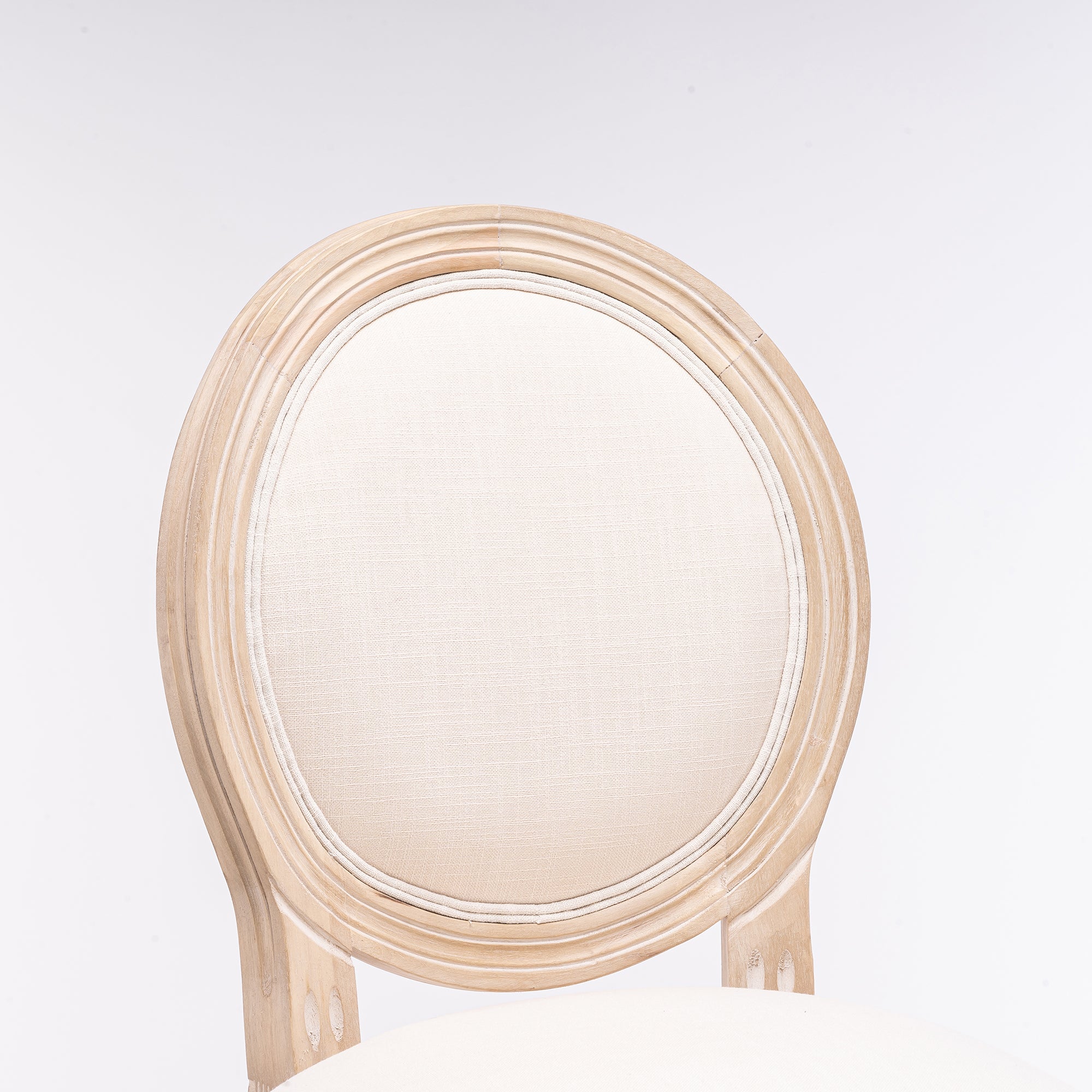 French Country Wooden Barstools With Upholstered Seating , Beige and Natural ，Set of 2 - Image 9