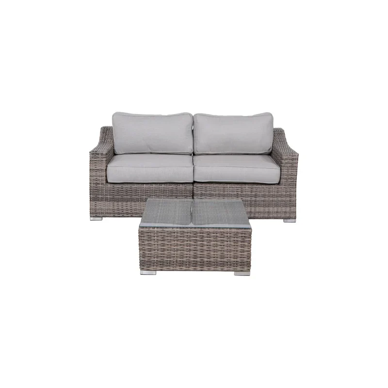 Fully Assembled 2-Person Wicker Seating Set with Cushions - Image 4