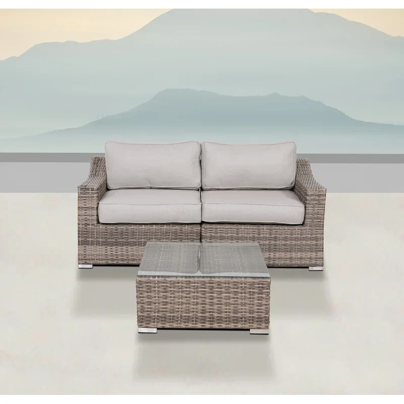 Fully Assembled 2-Person Wicker Seating Set with Cushions - Image 7
