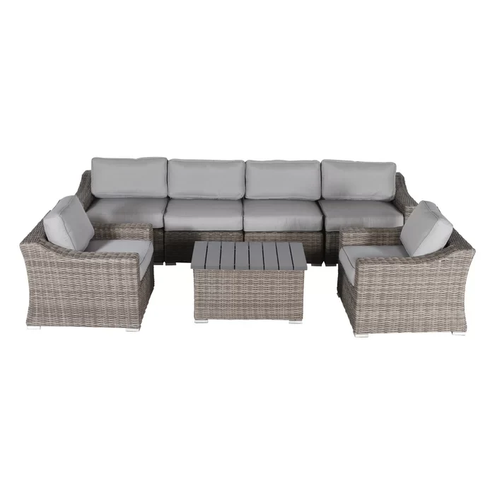 Fully Assembled 6-Person All-Weather Wicker Sectional Seating Set