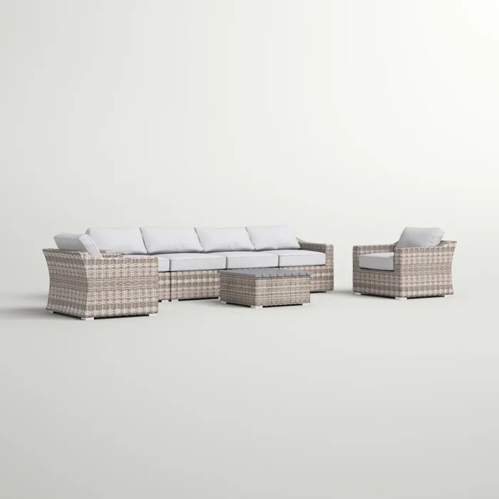 Fully Assembled 6-Person All-Weather Wicker Sectional Seating Set - Image 4