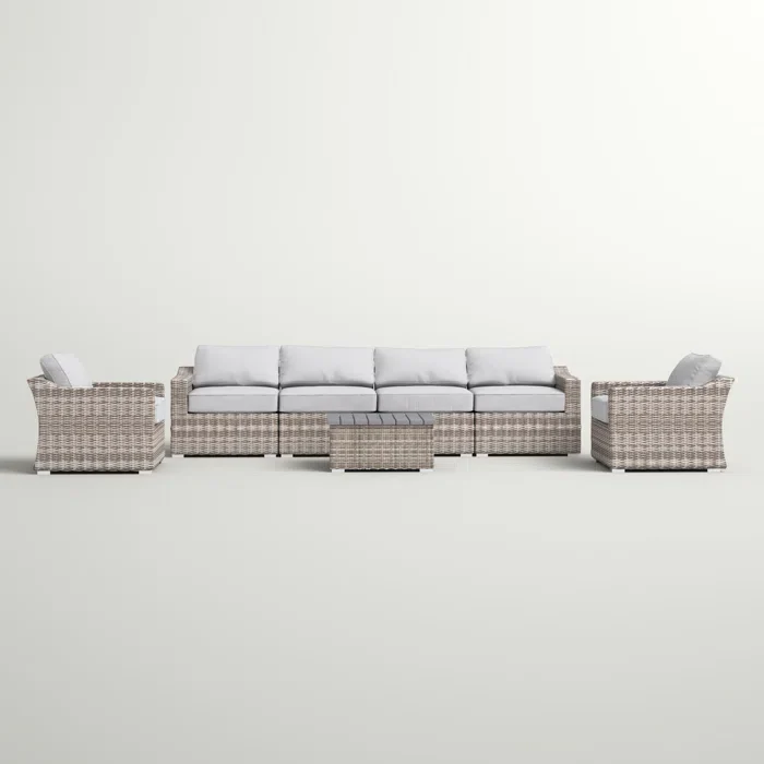Fully Assembled 6-Person All-Weather Wicker Sectional Seating Set - Image 5
