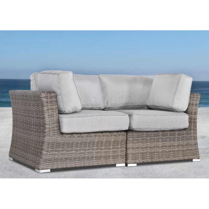 Fully Assembled 66" Outdoor Wicker Loveseat with Cushions - Image 3