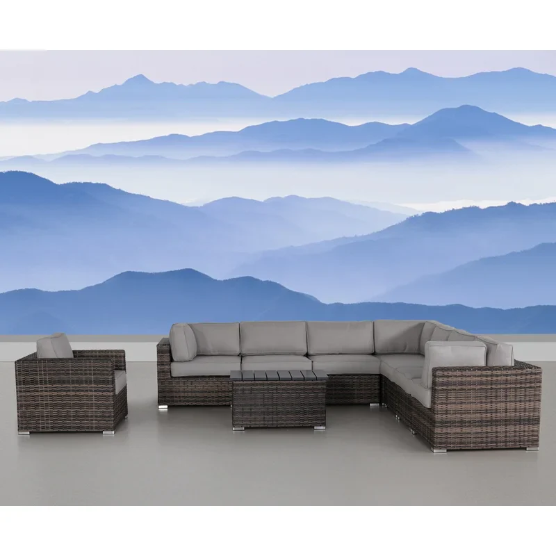 Fully Assembled 7-Person HDPE Wicker Seating Group with Cushions - Image 3