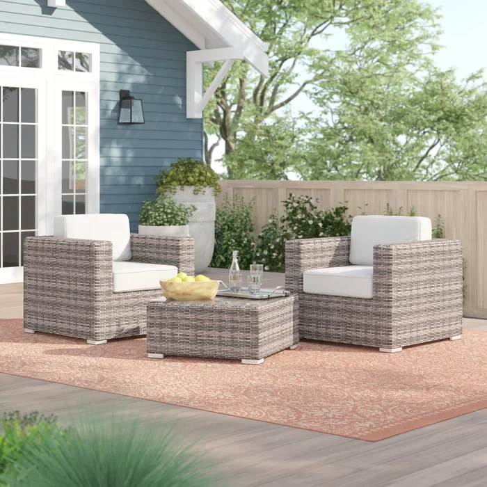 Modern All-Weather Wicker Outdoor Accent Chairs, 3-Piece Set - Image 10