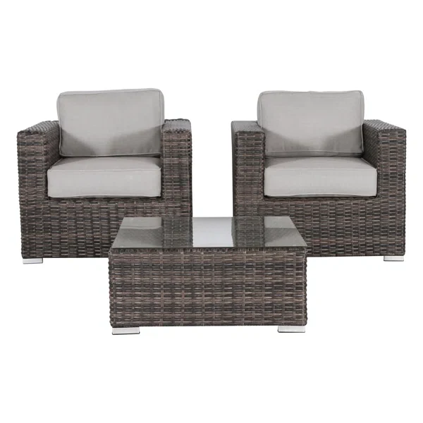 Modern All-Weather Wicker Outdoor Accent Chairs, 3-Piece Set - Image 12