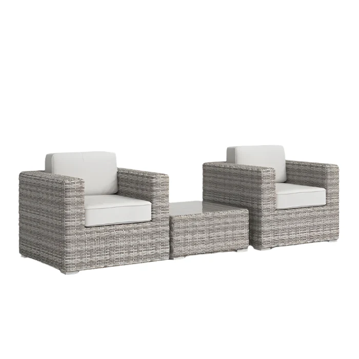 Modern All-Weather Wicker Outdoor Accent Chairs, 3-Piece Set - Image 4