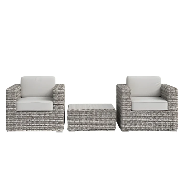 Modern All-Weather Wicker Outdoor Accent Chairs, 3-Piece Set - Image 5