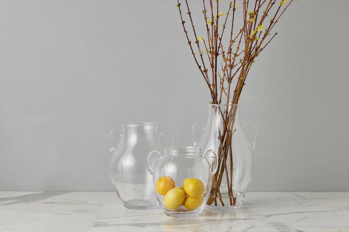 Glass Amphora Flower Vase, Clear - Image 5