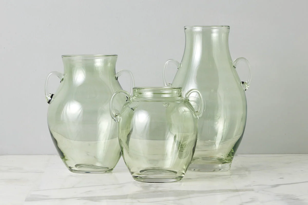 Glass Amphora Flower Vase, Sage Green - Image 13