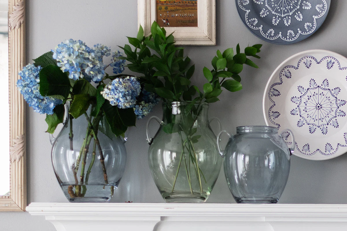 Glass Amphora Flower Vase, Sage Green - Image 16