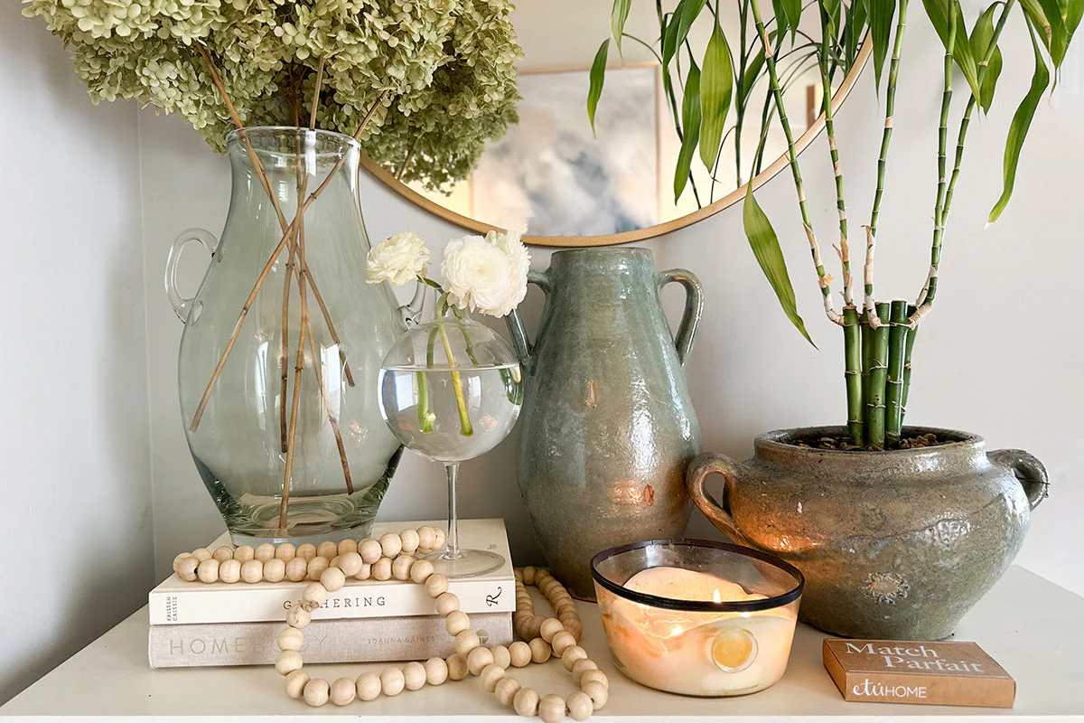 Glass Amphora Flower Vase, Sage Green - Image 23