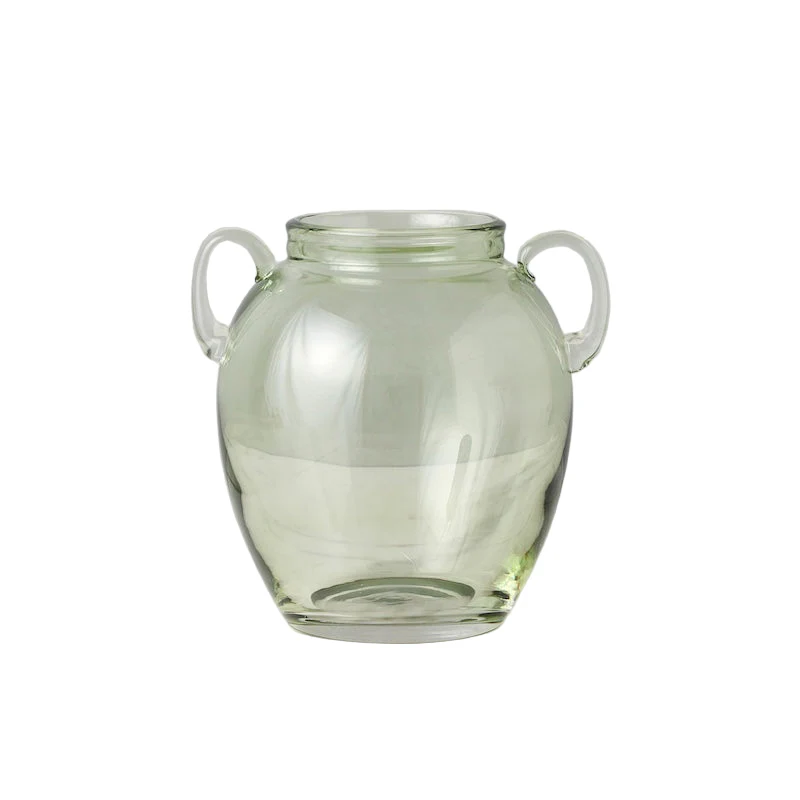 Glass Amphora Flower Vase, Sage Green - Image 3