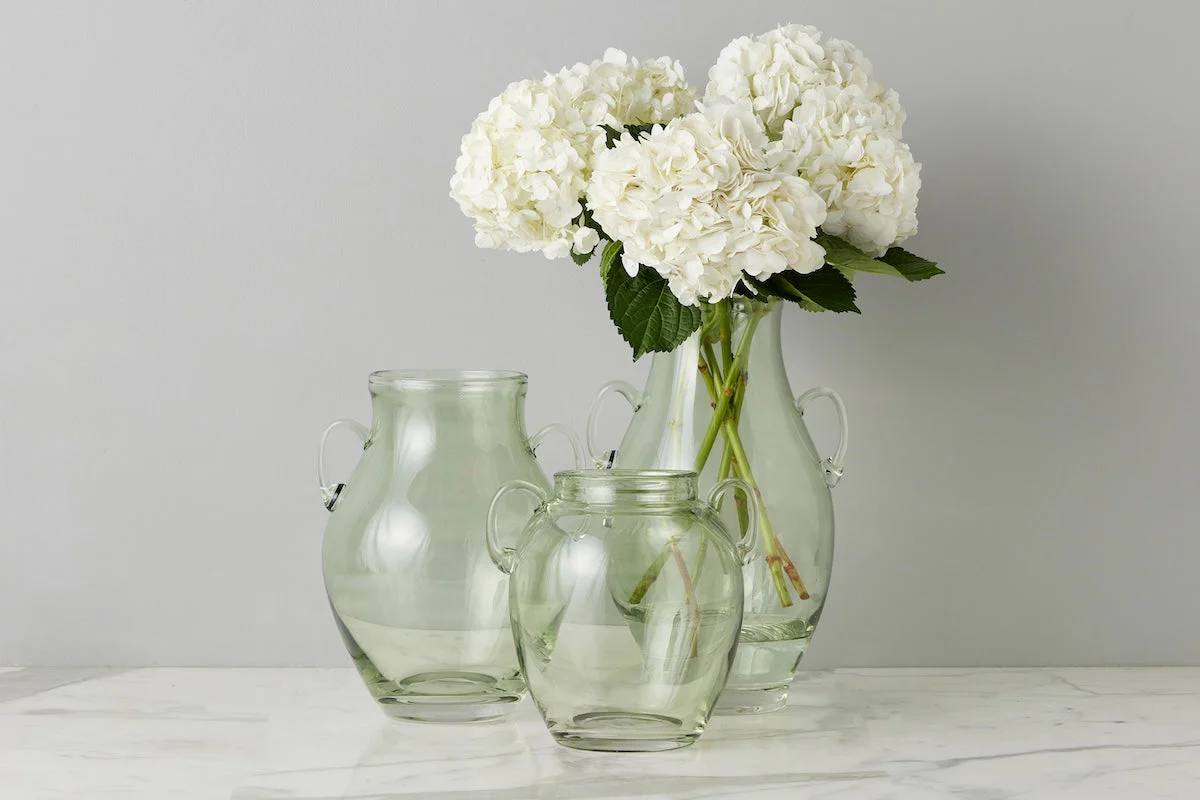 Glass Amphora Flower Vase, Sage Green - Image 4