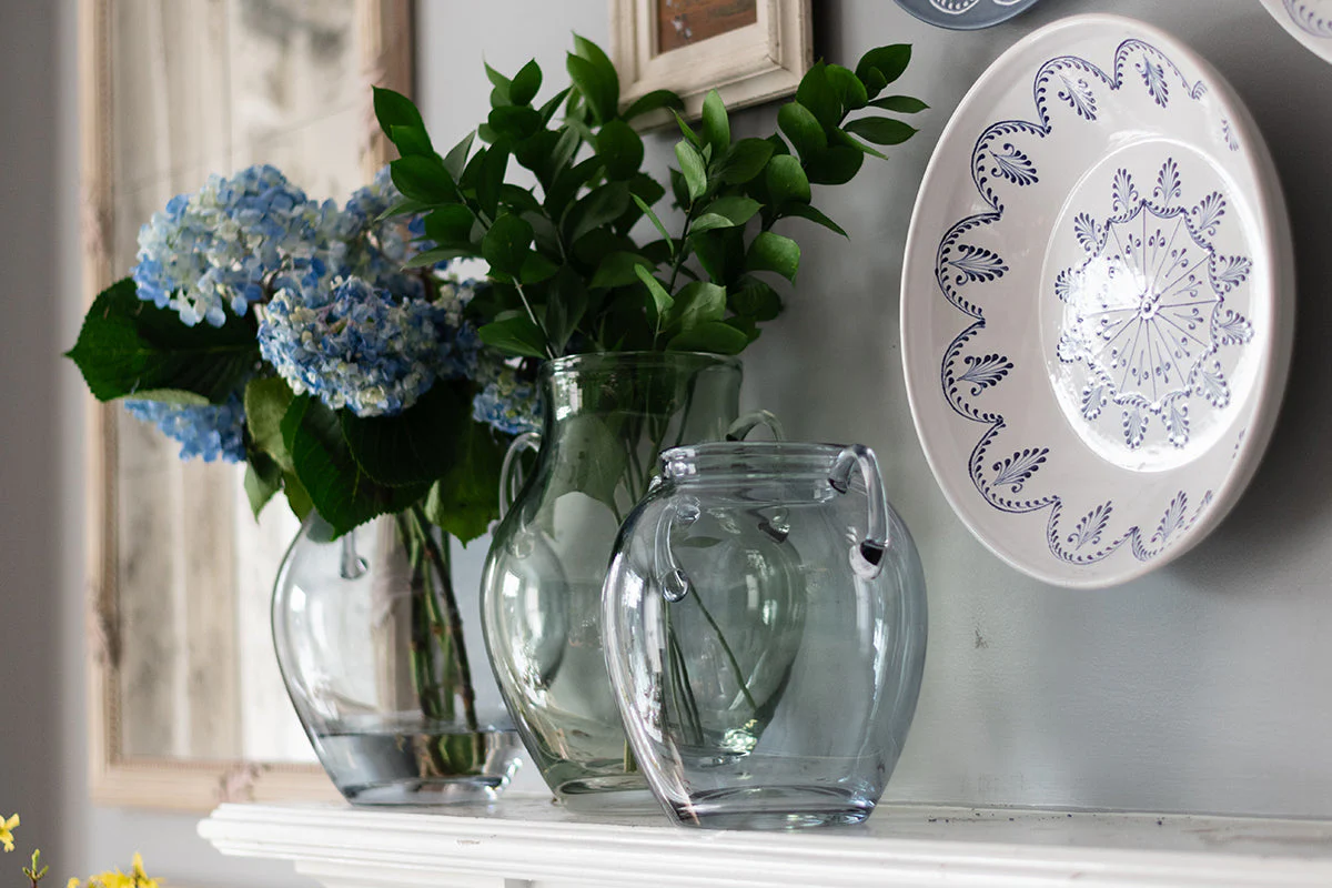 Glass Amphora Flower Vase, Sage Green - Image 7