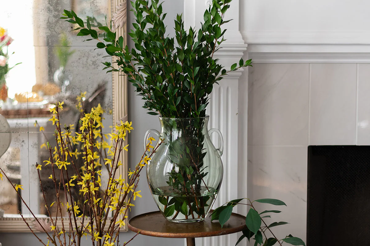 Glass Amphora Flower Vase, Sage Green - Image 8