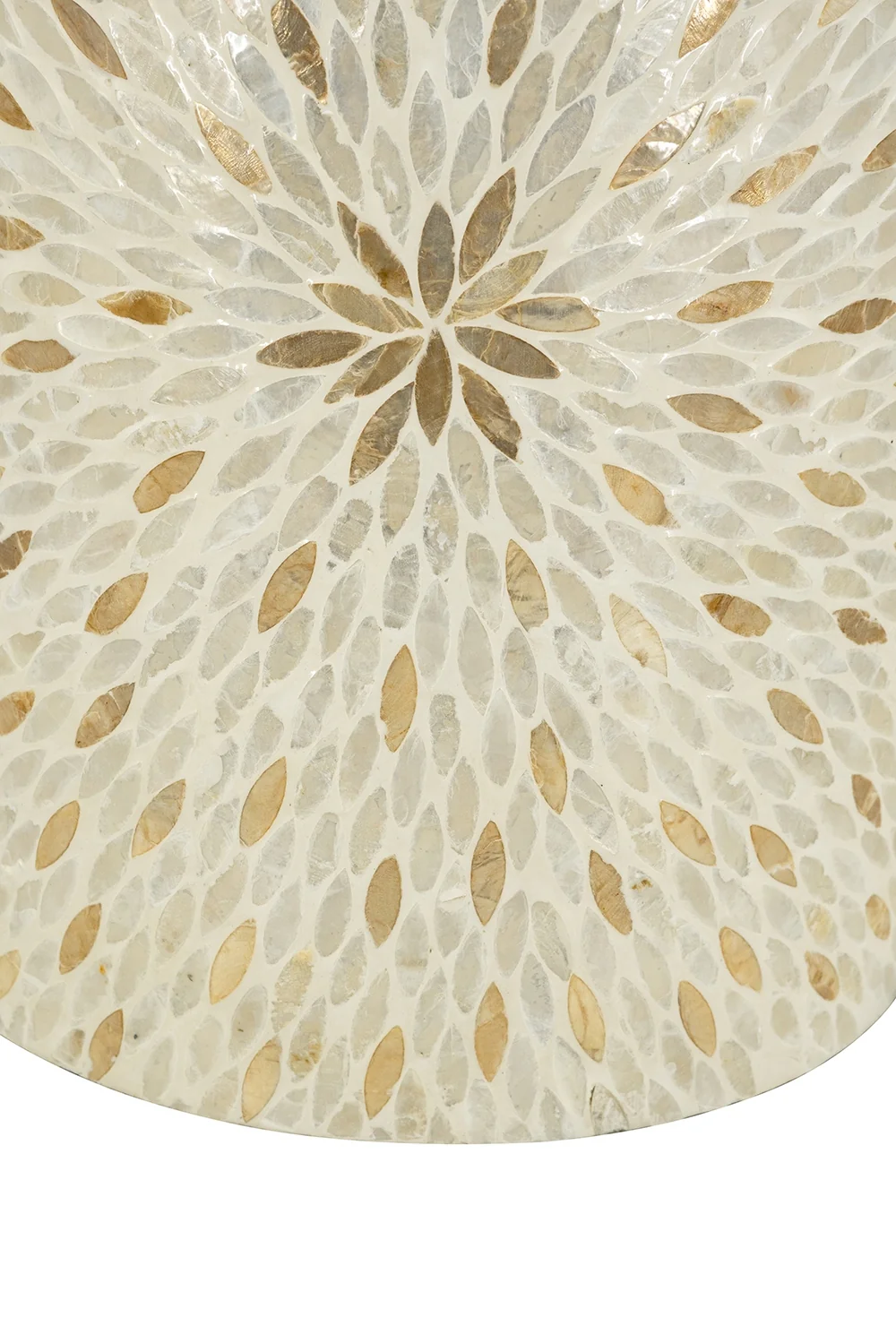 Gold and White Capiz Drum Side Table - Image 4