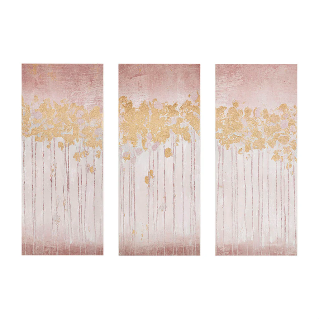 Gold Foil Abstract 3-piece Canvas Wall Art Set - Image 3
