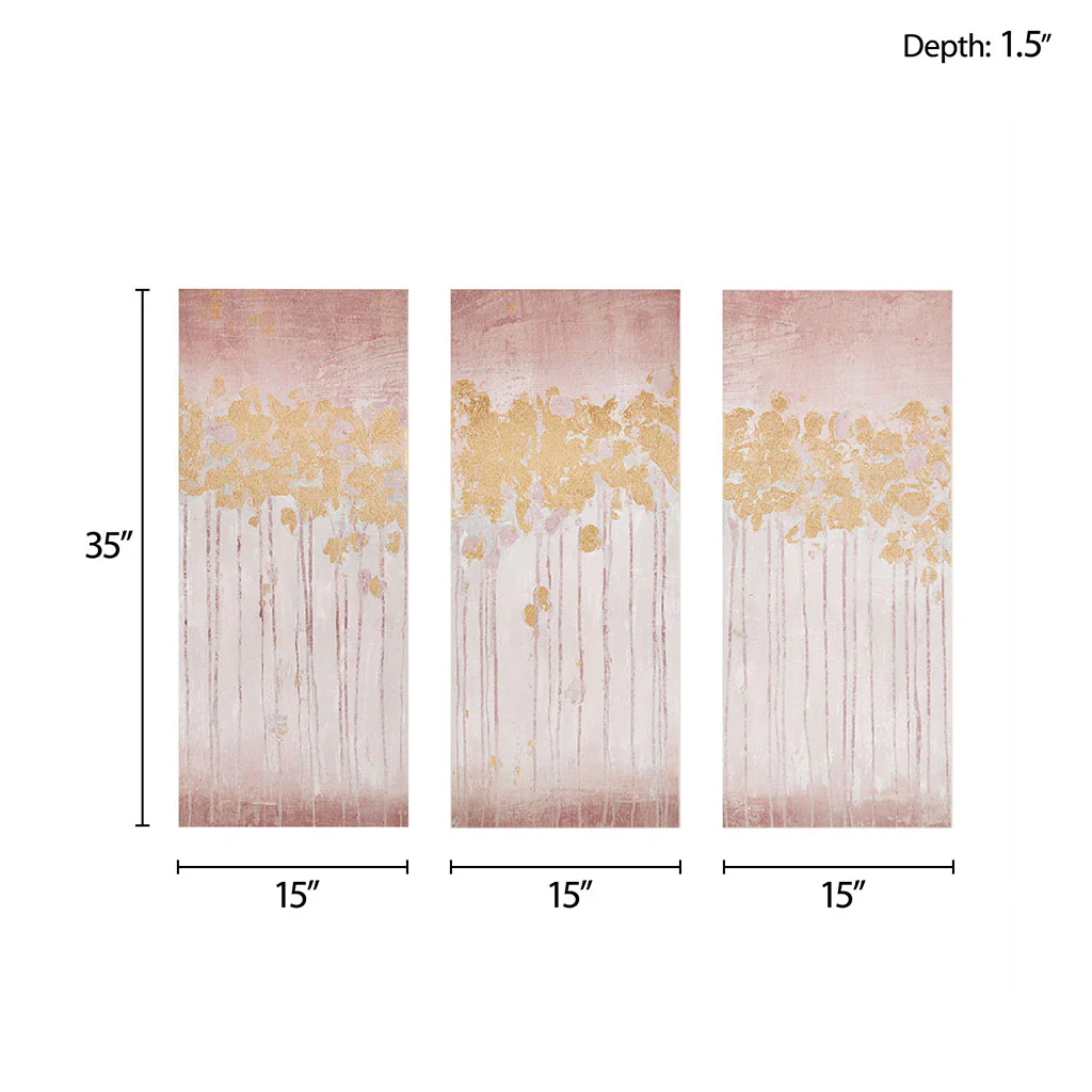 Gold Foil Abstract 3-piece Canvas Wall Art Set - Image 4