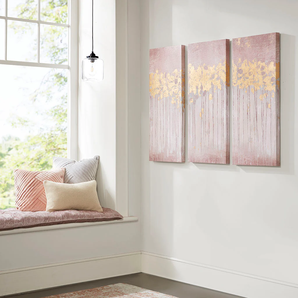 Gold Foil Abstract 3-piece Canvas Wall Art Set - Image 7