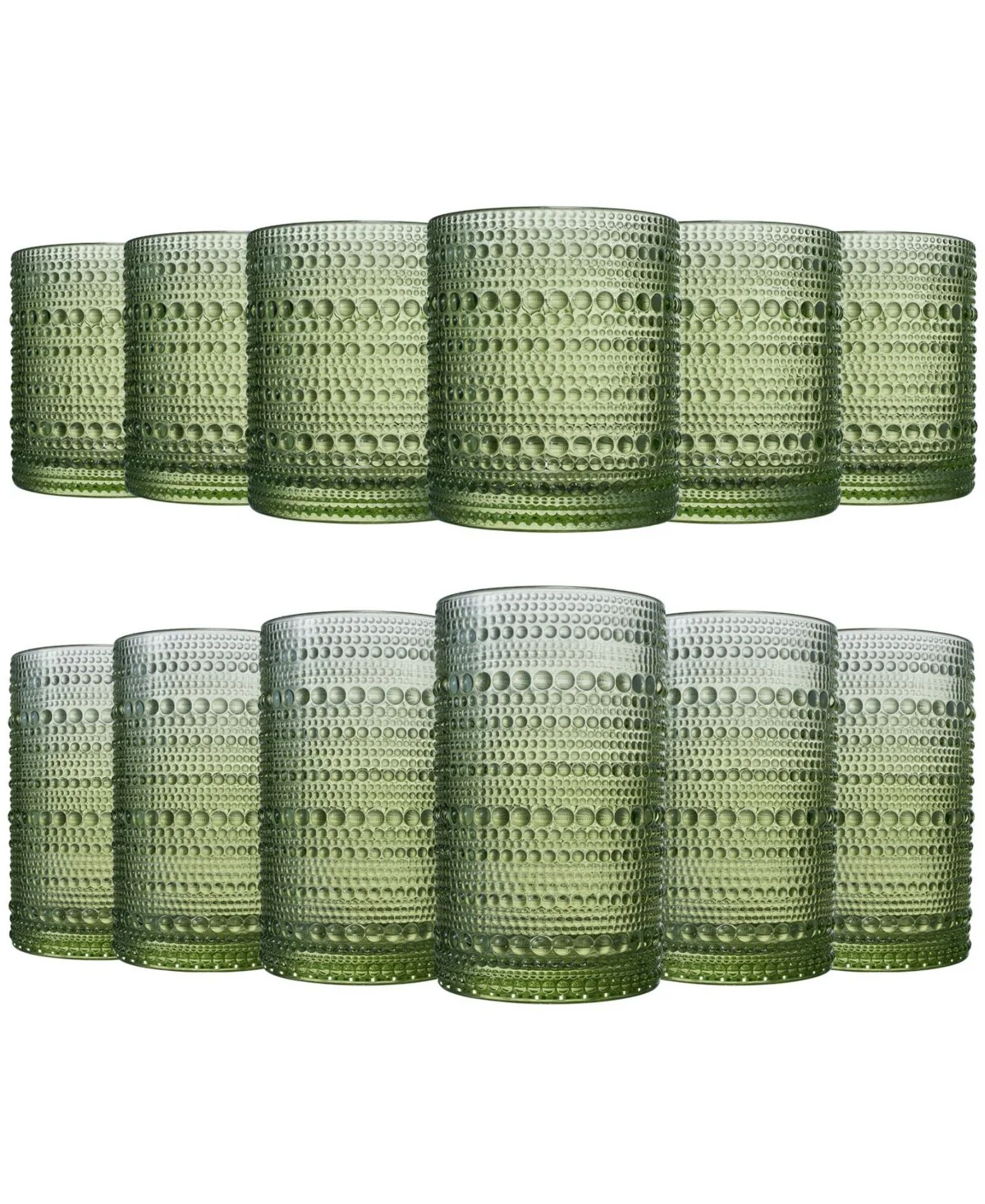 Green Hobnail Acrylic Reusable Glasses Set of 6