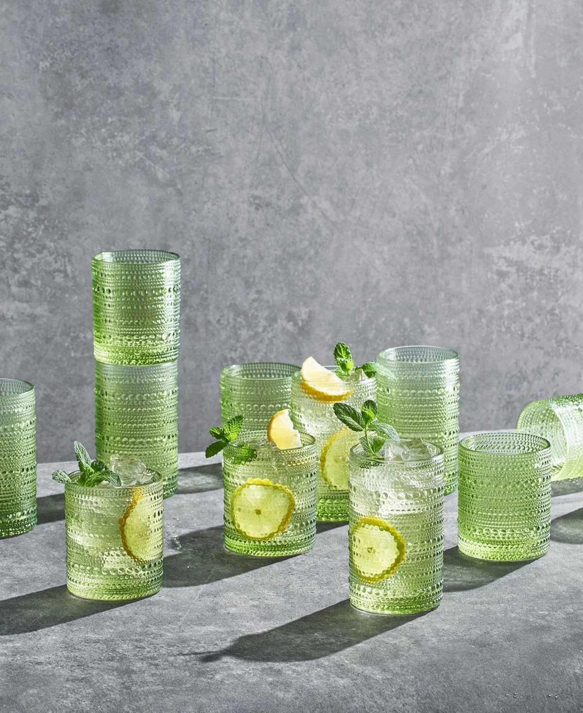 Green Hobnail Acrylic Reusable Glasses Set of 6 - Image 2