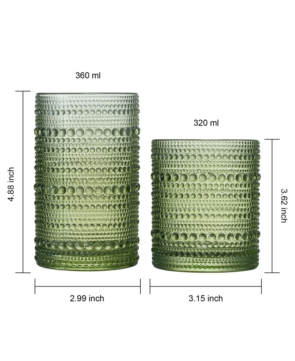 Green Hobnail Acrylic Reusable Glasses Set of 6 - Image 3
