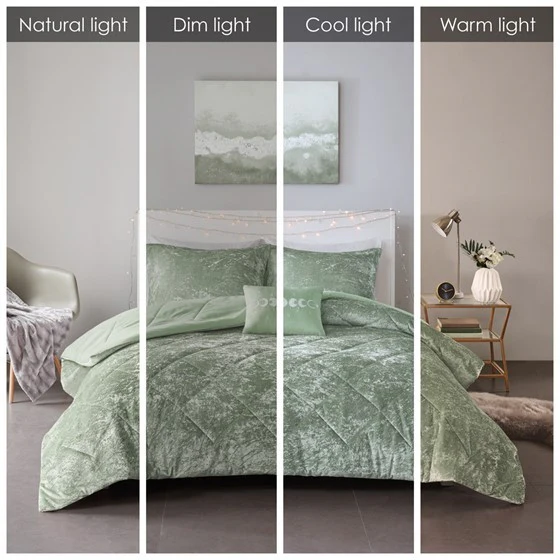 Green Velvet Twin/Twin XL Comforter Set with Throw Pillow - Image 10