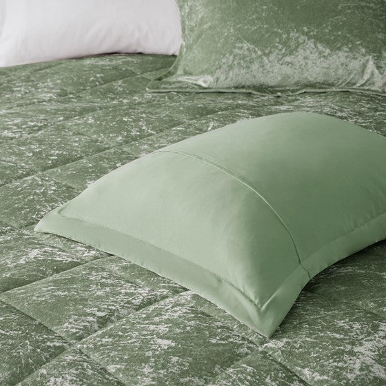 Green Velvet Twin/Twin XL Comforter Set with Throw Pillow - Image 11