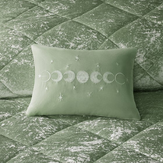 Green Velvet Twin/Twin XL Comforter Set with Throw Pillow - Image 4