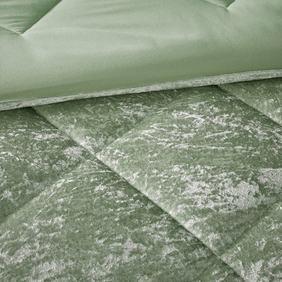 Green Velvet Twin/Twin XL Comforter Set with Throw Pillow - Image 5