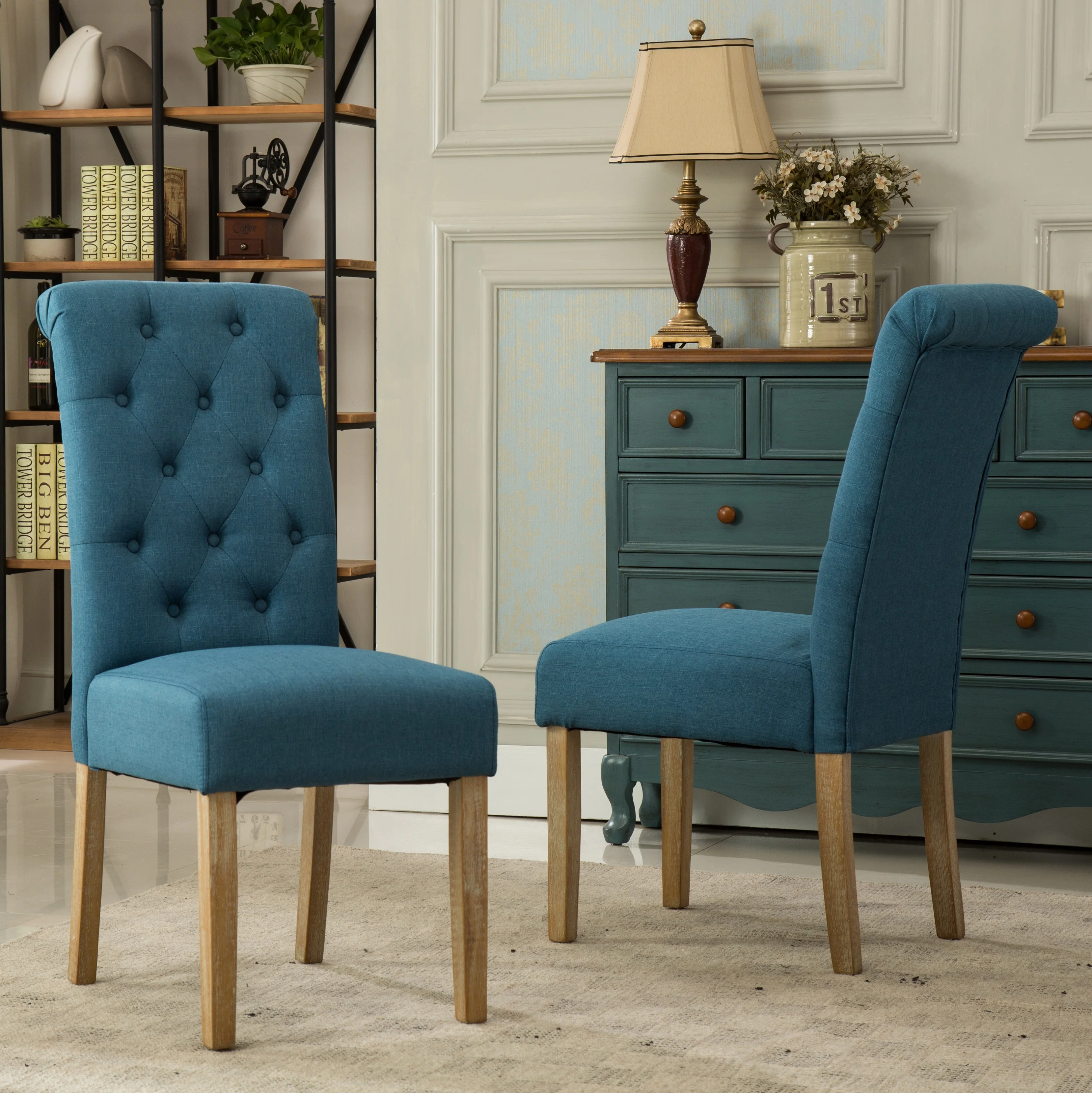 Hazel Solid Wood Button Tufted Upholstered Parsons Dining Chair, Set of 2 - Image 11