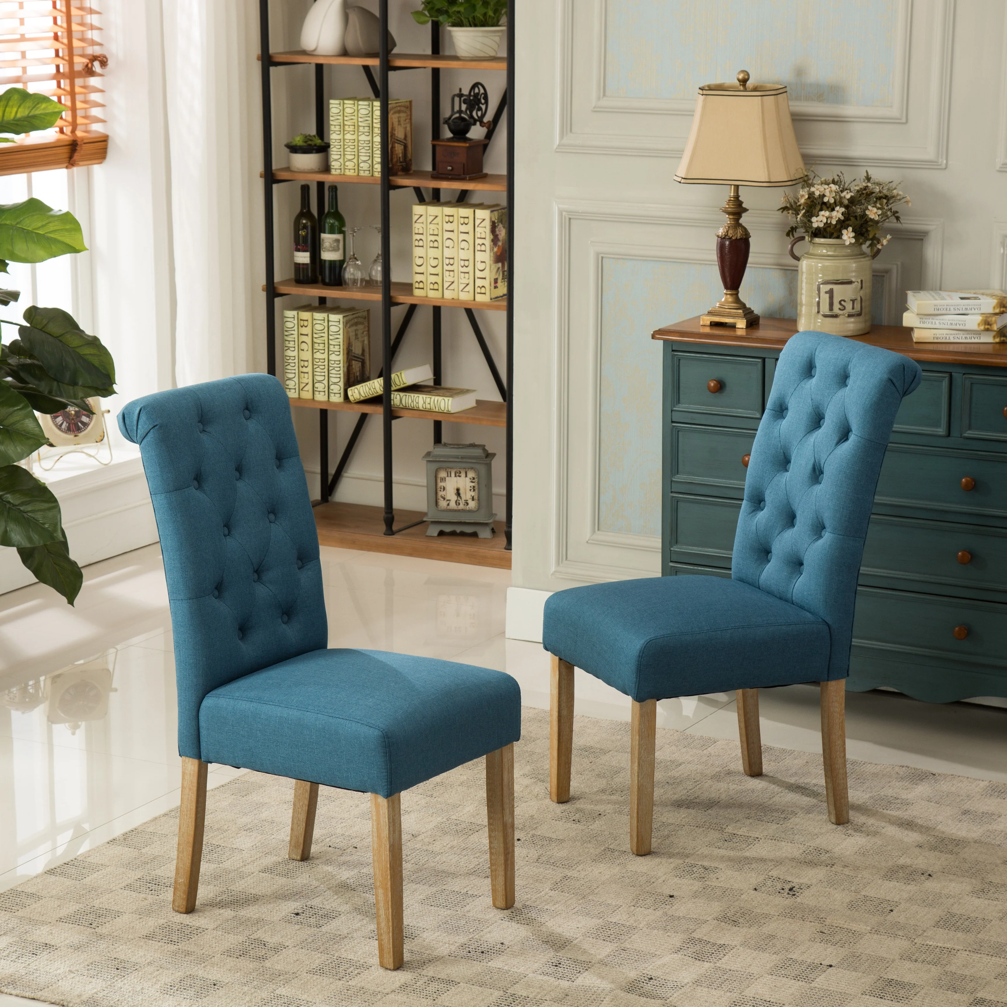 Hazel Solid Wood Button Tufted Upholstered Parsons Dining Chair, Set of 2 - Image 13