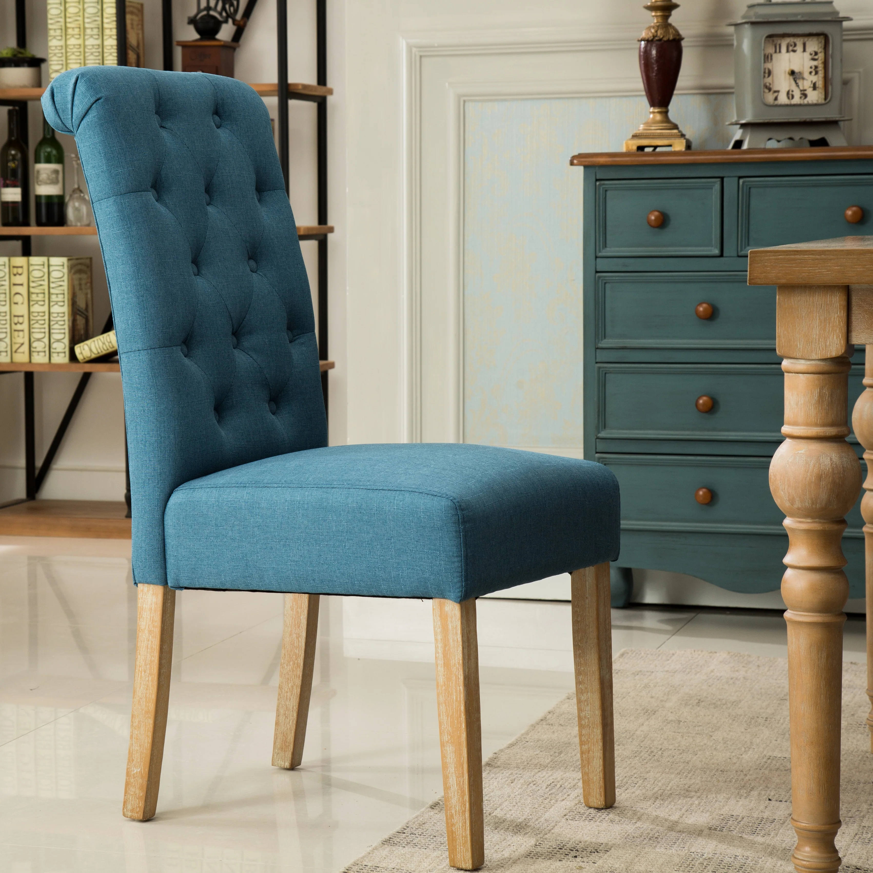 Hazel Solid Wood Button Tufted Upholstered Parsons Dining Chair, Set of 2 - Image 14