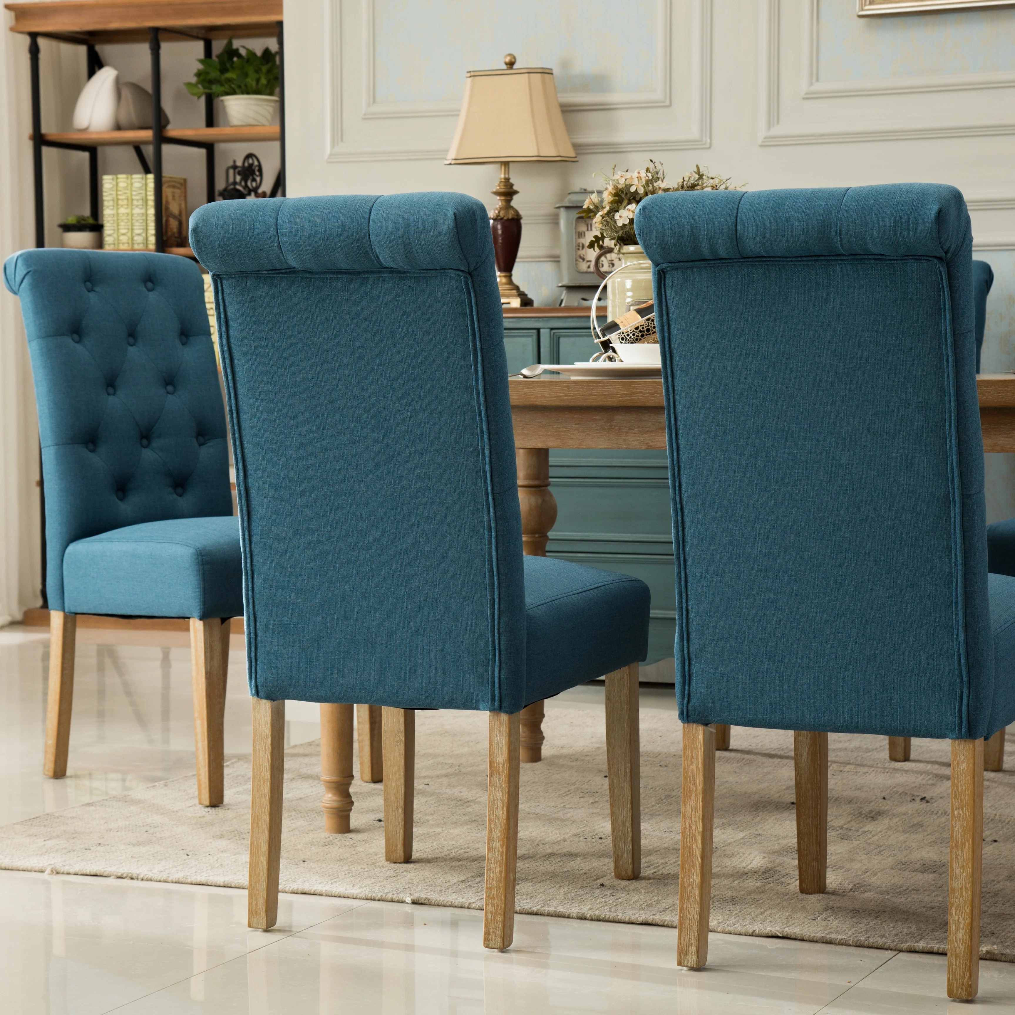 Hazel Solid Wood Button Tufted Upholstered Parsons Dining Chair, Set of 2 - Image 15