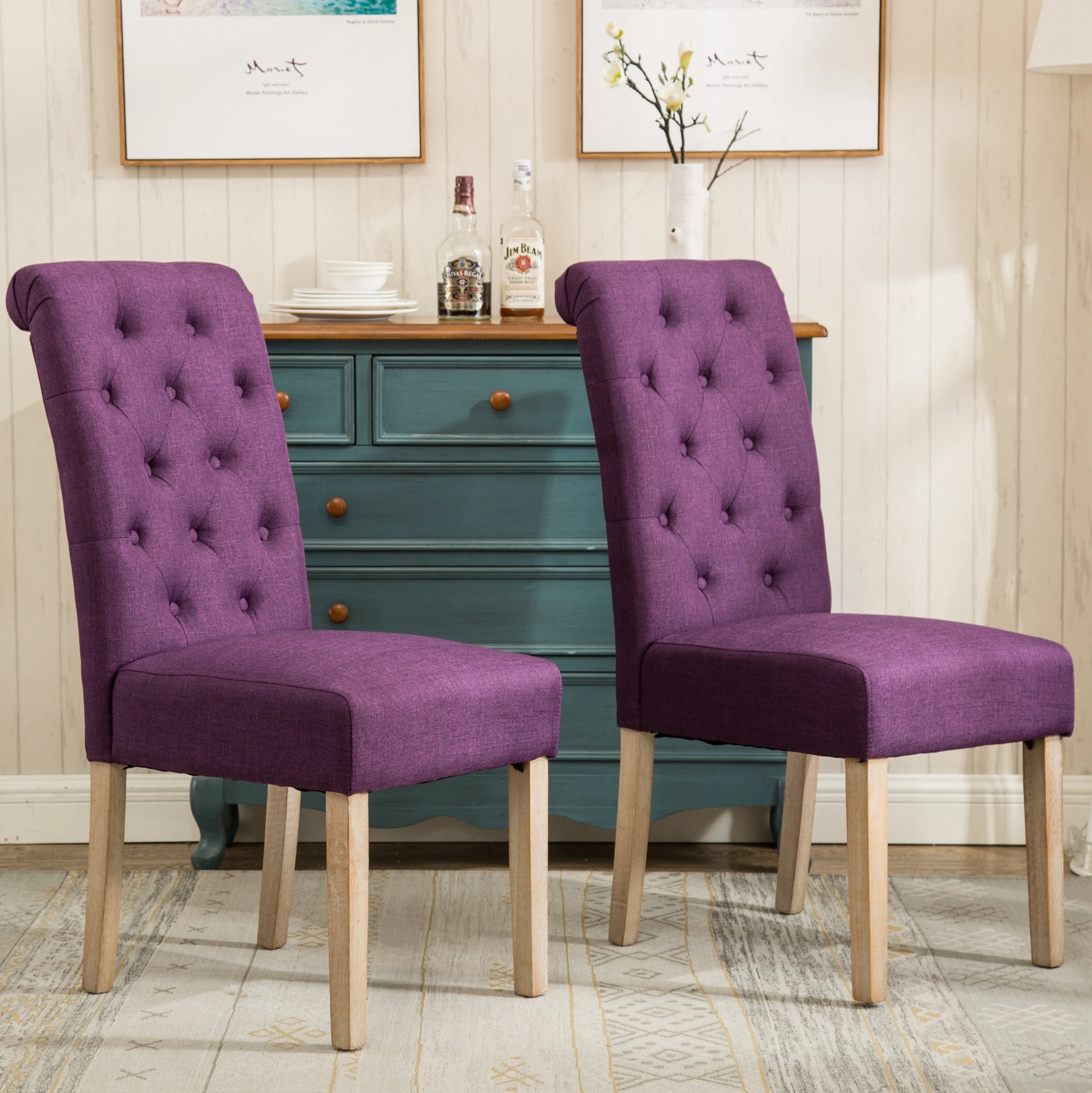 Hazel Solid Wood Button Tufted Upholstered Parsons Dining Chair, Set of 2 - Image 22