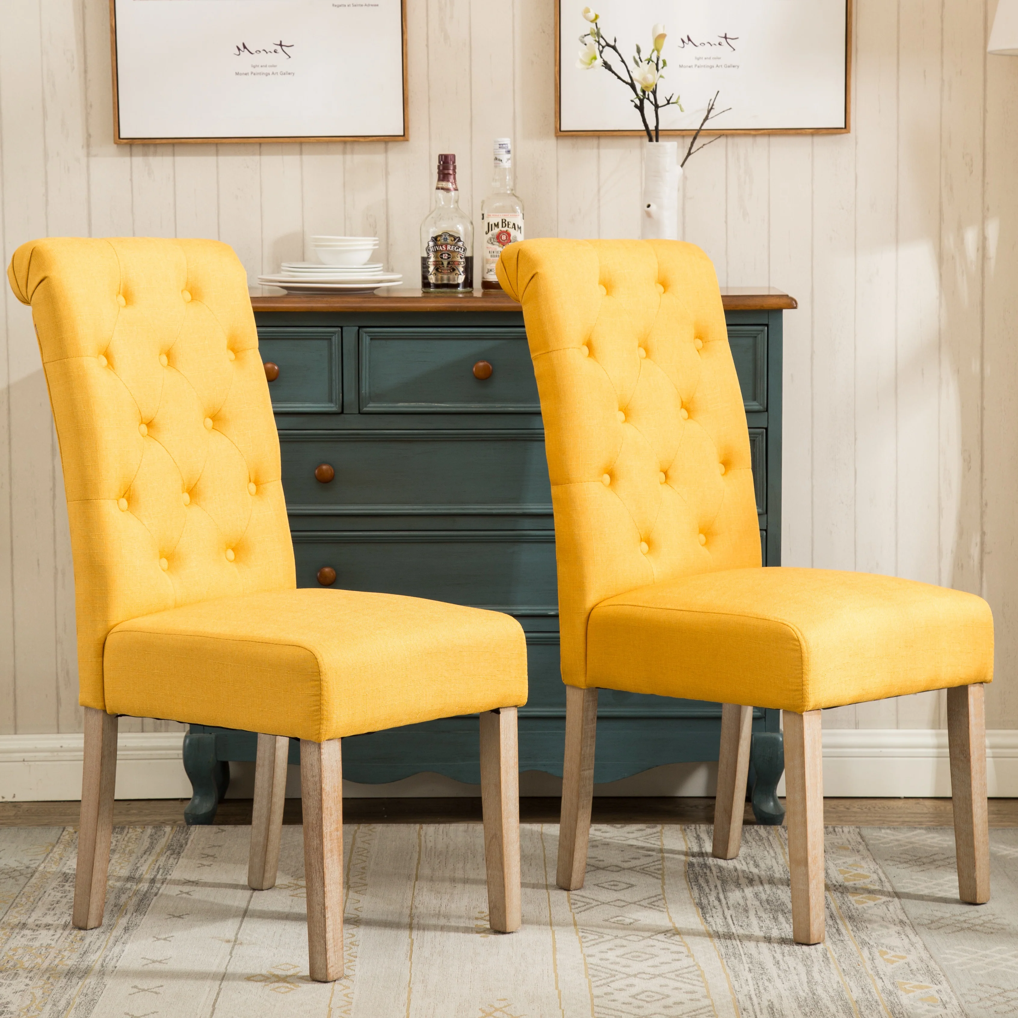 Hazel Solid Wood Button Tufted Upholstered Parsons Dining Chair, Set of 2 - Image 40