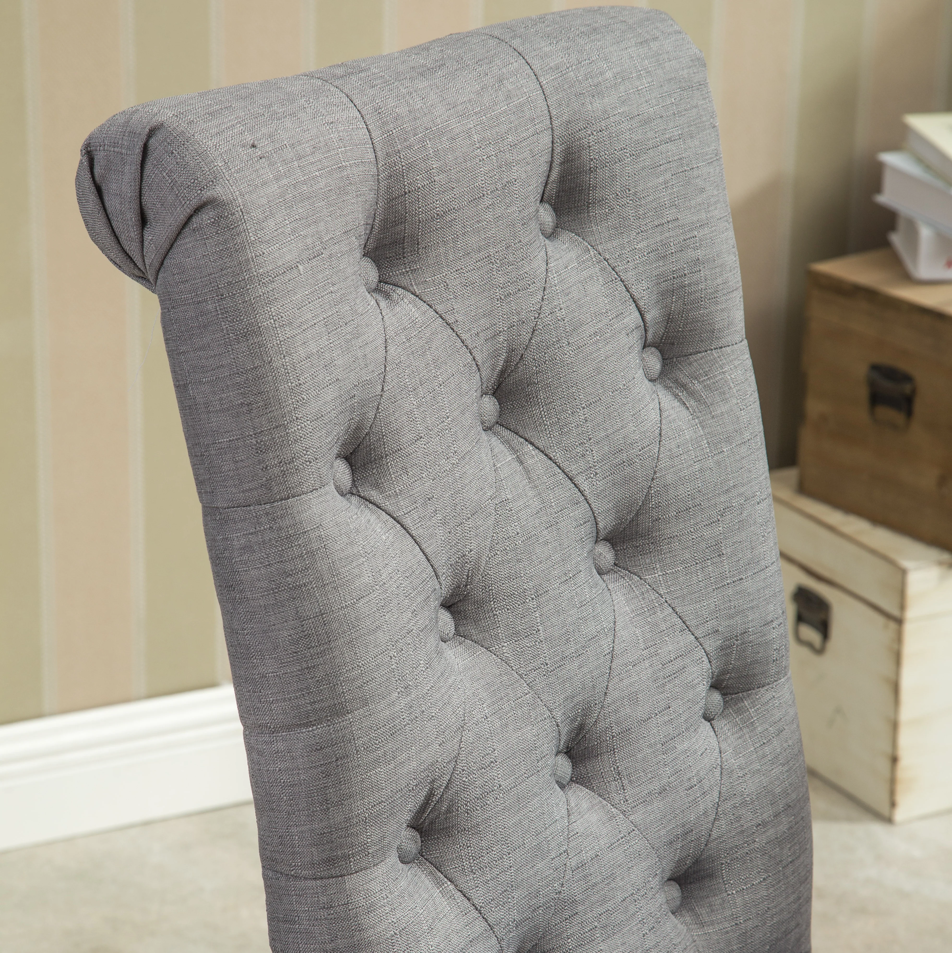 Hazel Solid Wood Button Tufted Upholstered Parsons Dining Chair, Set of 2 - Image 6