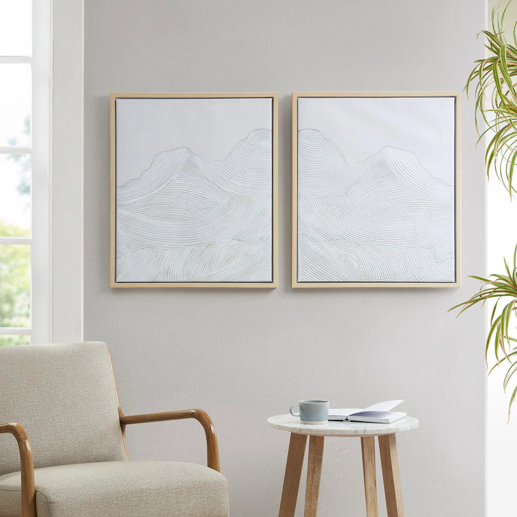 Hand Embellished Abstract 2-piece Framed Canvas Wall Art Set - Image 4