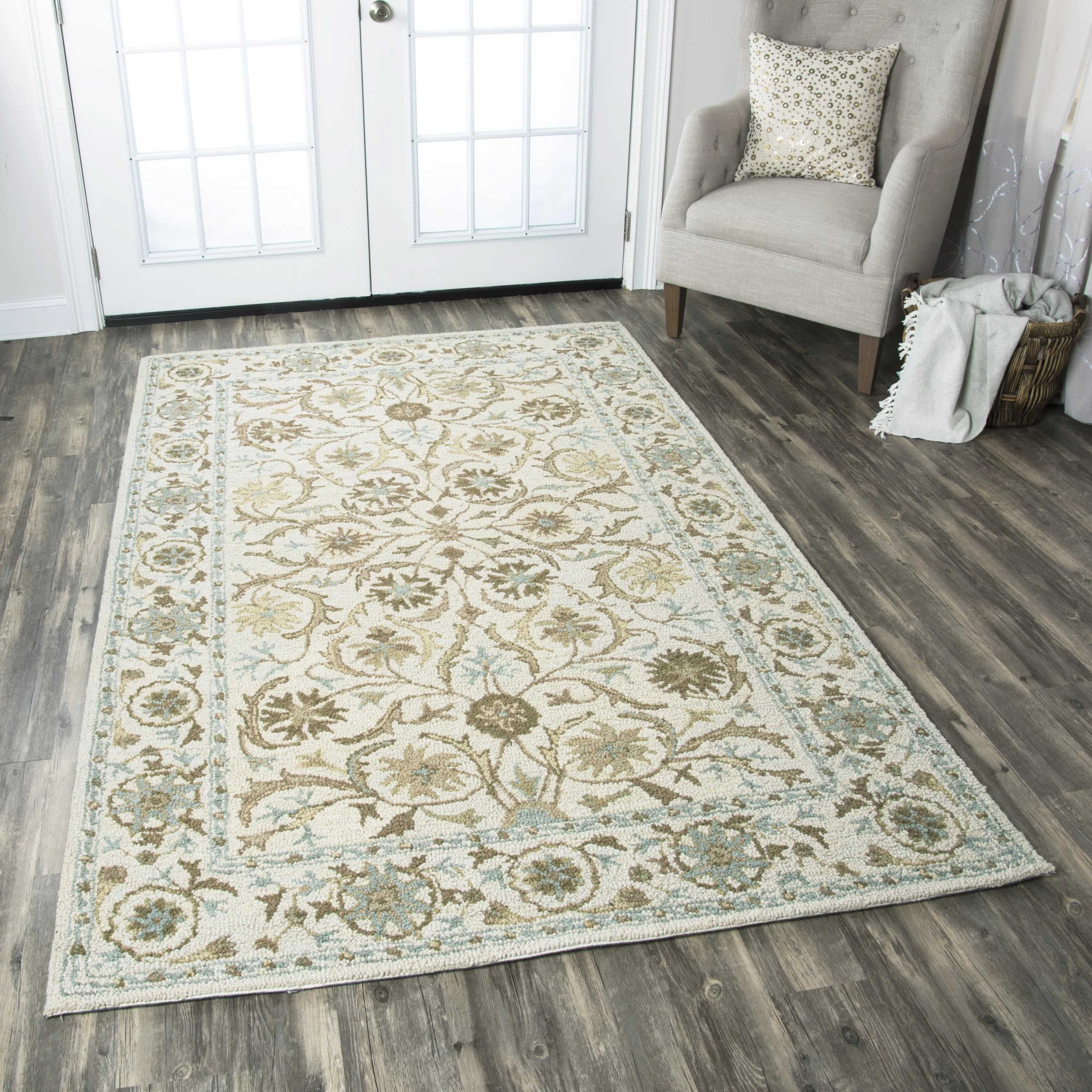 Hand Tufted 100% New Zealand Wool Floral/Medallion Rug - Image 2