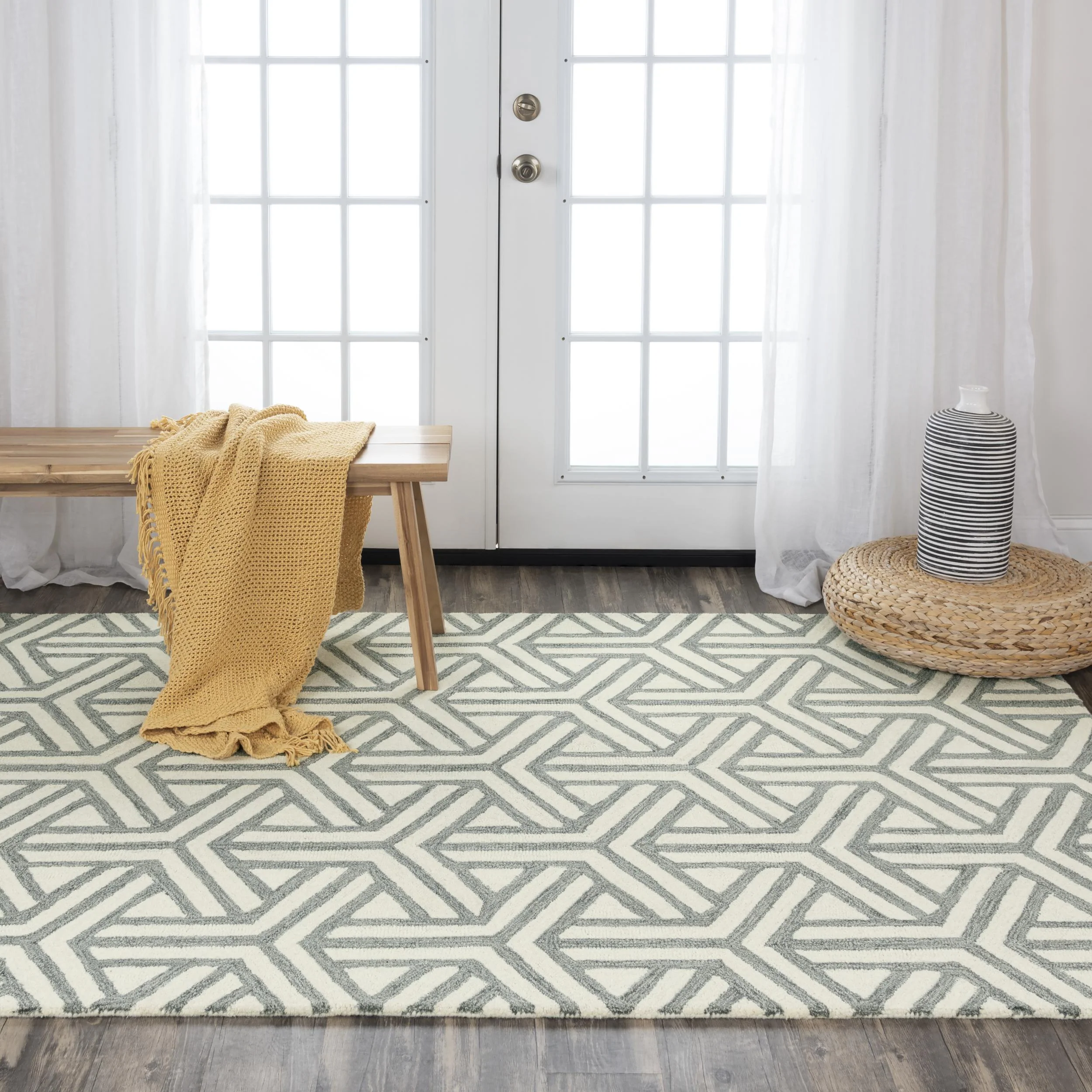 Hand Tufted 100% Wool Geometric Area Rug - Image 14