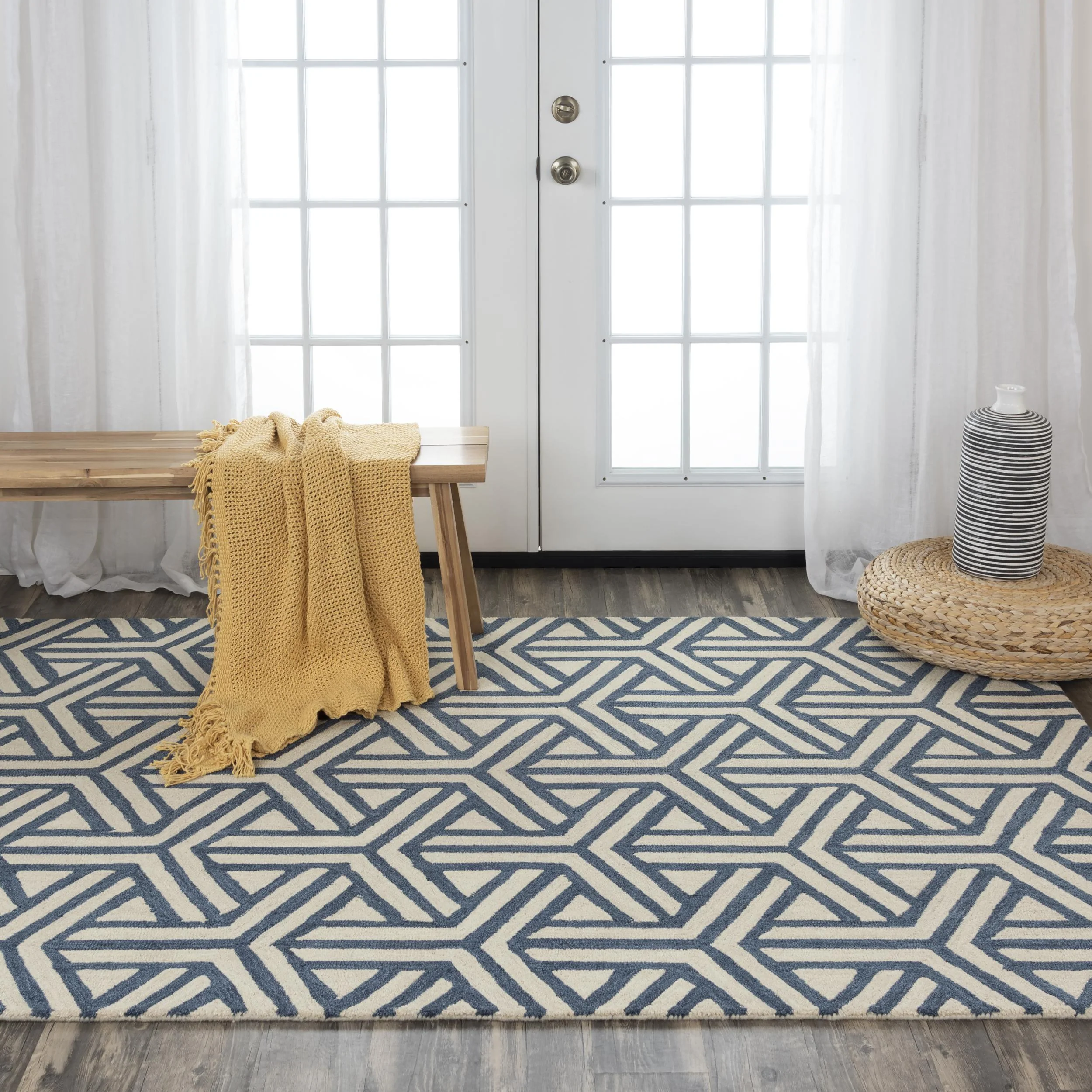 Hand Tufted 100% Wool Geometric Area Rug - Image 8
