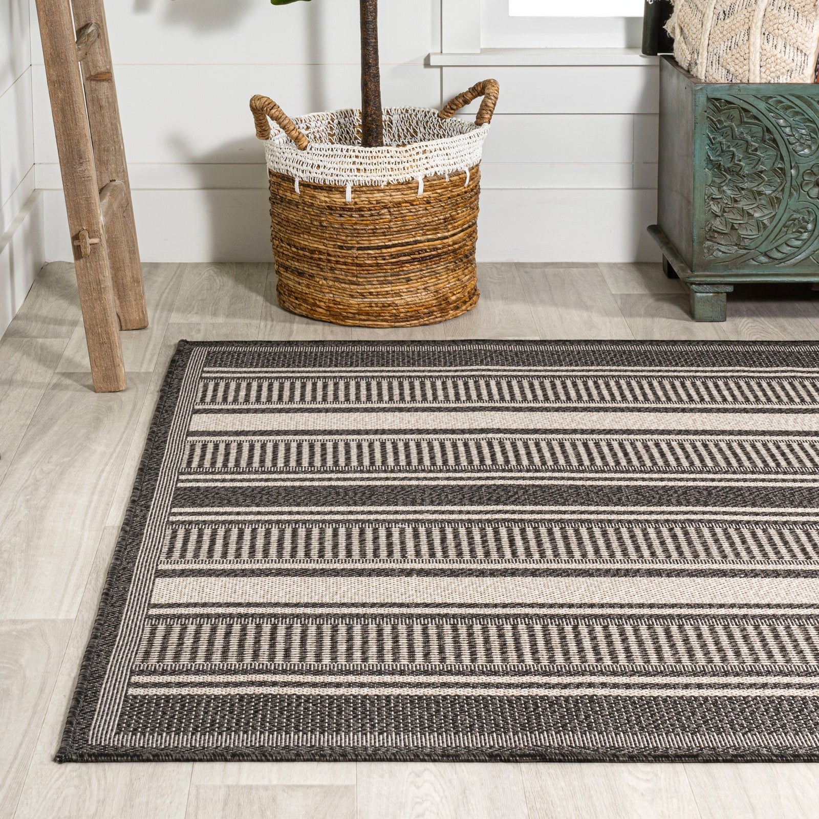 Haynes Modern Double Stripe Indoor/Outdoor Area Rug - Image 11
